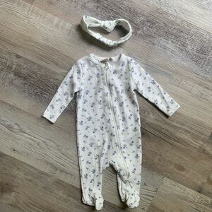 Chelsea & Violet White Floral Kids One Piece Footie